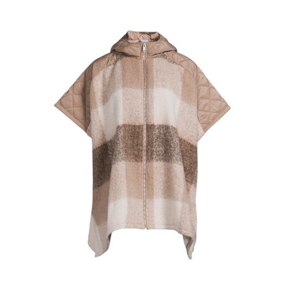 Time And Tru Plaid Stone Hooded Zipper Poncho Sweater - Picture 3 of 9